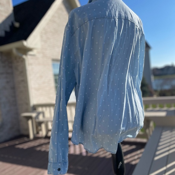 blue and white poka dot button down by beachlunchlounge with tag - Picture 9 of 9